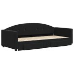 vidaXL Pat de zi cu extensie și sertare, negru, 90x200 cm, catifea vidaXL Pat de zi cu extensie și sertare, negru, 90x200 cm, catifea