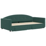 vidaXL Pat de zi cu extensie și sertare verde închis 100x200cm catifea