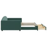 vidaXL Pat de zi cu extensie și sertare verde închis 100x200cm catifea