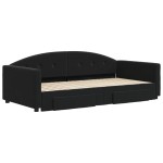 vidaXL Pat de zi cu extensie și sertare, negru, 100x200 cm, catifea vidaXL Pat de zi cu extensie și sertare, negru, 100x200 cm, catifea