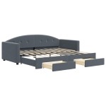 vidaXL Pat de zi cu extensie și sertare, gri închis, 90x190cm catifea