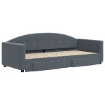 vidaXL Pat de zi cu extensie și sertare, gri închis, 90x190cm catifea