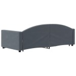 vidaXL Pat de zi cu extensie și sertare, gri închis, 90x190cm catifea