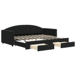 vidaXL Pat de zi cu extensie și sertare, negru, 90x190 cm, catifea vidaXL Pat de zi cu extensie și sertare, negru, 90x190 cm, catifea