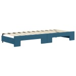 vidaXL Pat de zi cu extensie și sertare, albastru, 80x200 cm, catifea vidaXL Pat de zi cu extensie și sertare, albastru, 80x200 cm, catifea