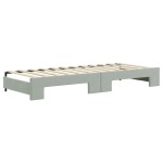vidaXL Pat de zi cu extensie și sertare, gri deschis 80x200 cm catifea