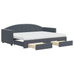 vidaXL Pat de zi cu extensie și sertare gri închis 80x200 cm catifea vidaXL Pat de zi cu extensie și sertare gri închis 80x200 cm catifea