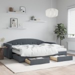 vidaXL Pat de zi cu extensie și sertare gri închis 80x200 cm catifea vidaXL Pat de zi cu extensie și sertare gri închis 80x200 cm catifea