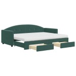 vidaXL Pat de zi cu extensie și sertare verde închis 80x200 cm catifea
