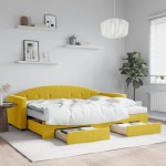 vidaXL Pat de zi cu extensie și sertare, galben, 80x200 cm, catifea vidaXL Pat de zi cu extensie și sertare, galben, 80x200 cm, catifea