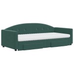 vidaXL Pat de zi cu extensie și sertare verde închis 90x200 cm catifea