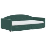 vidaXL Pat de zi cu extensie și sertare verde închis 100x200cm catifea