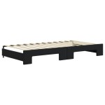 vidaXL Pat de zi cu extensie și sertare, negru, 100x200 cm, catifea
