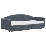 vidaXL Pat de zi cu extensie și sertare, gri închis, 90x190cm catifea