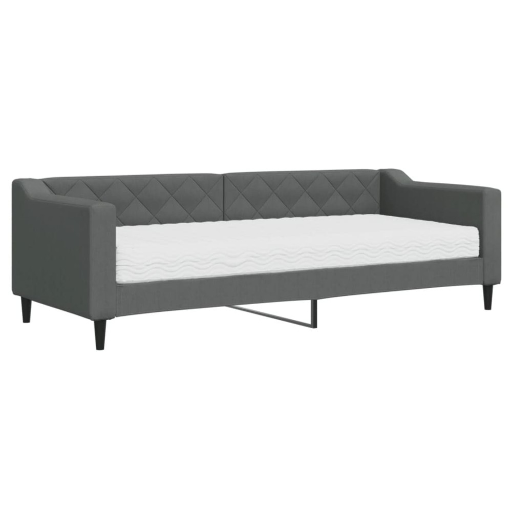 vidaXL Pat de zi cu saltea, gri închis, 80x200 cm, textil