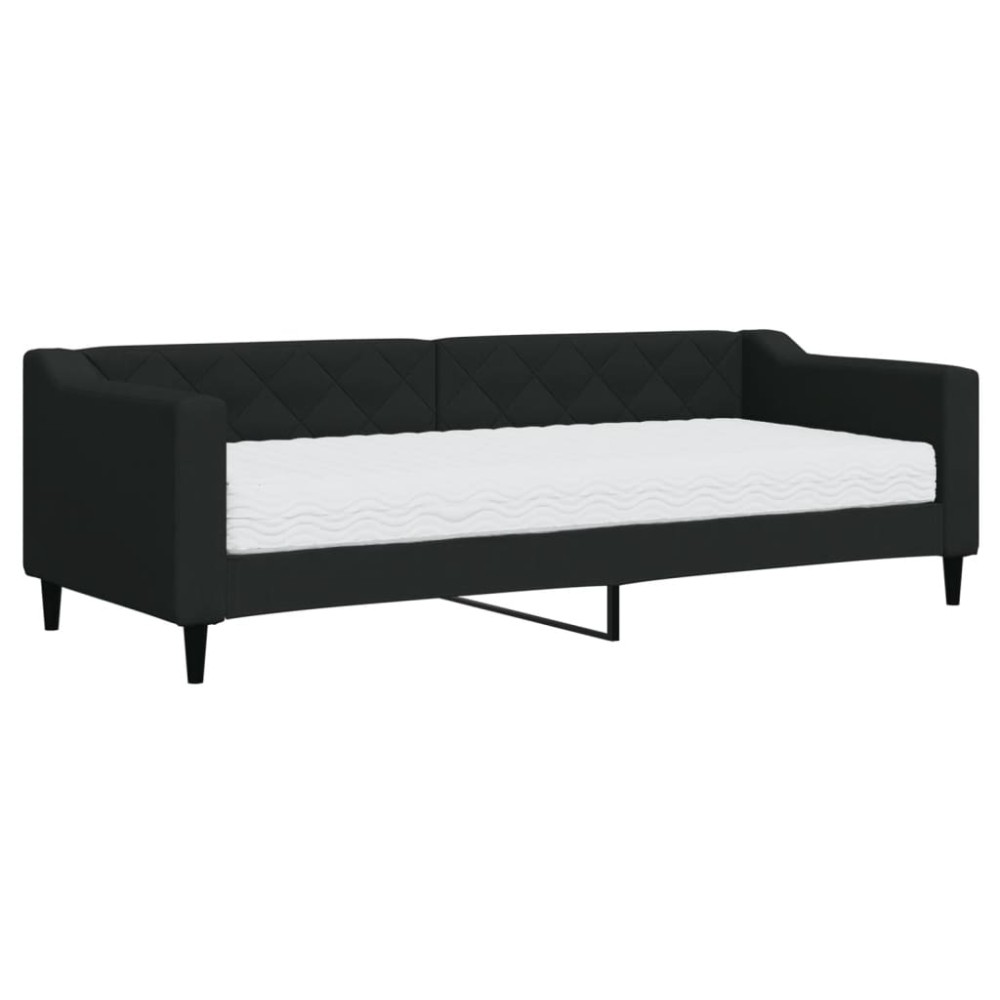 vidaXL Pat de zi cu saltea, negru, 80x200 cm, textil