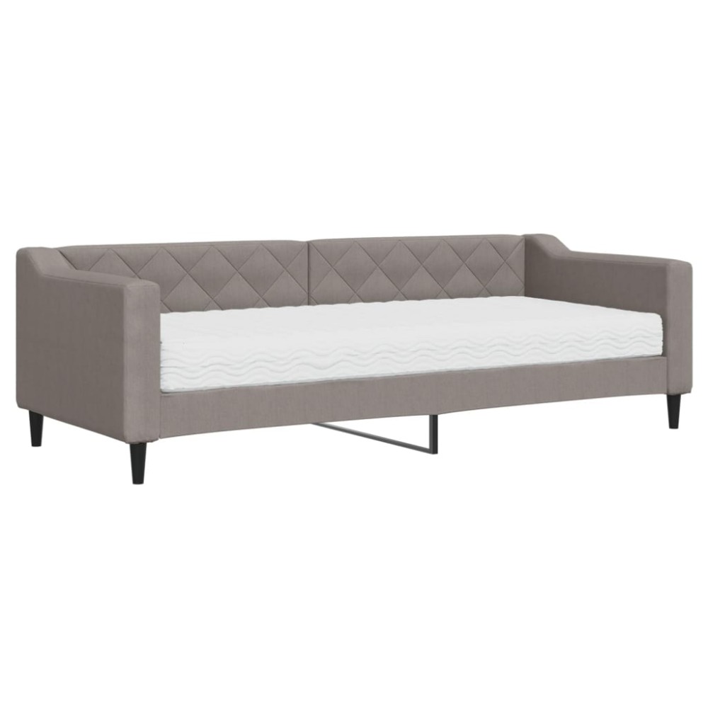 vidaXL Pat de zi cu saltea, gri taupe, 80x200 cm, textil