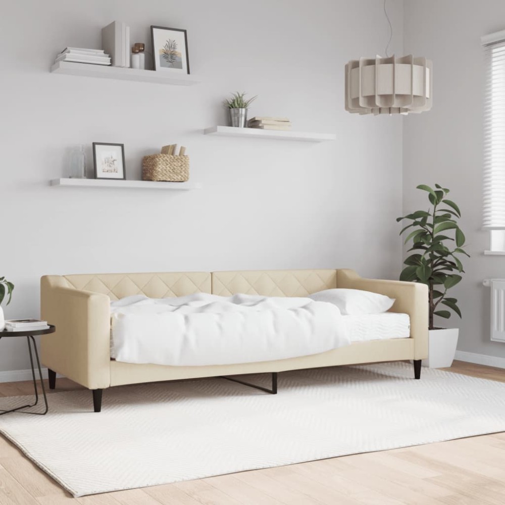 vidaXL Pat de zi cu saltea, crem, 80x200 cm, textil