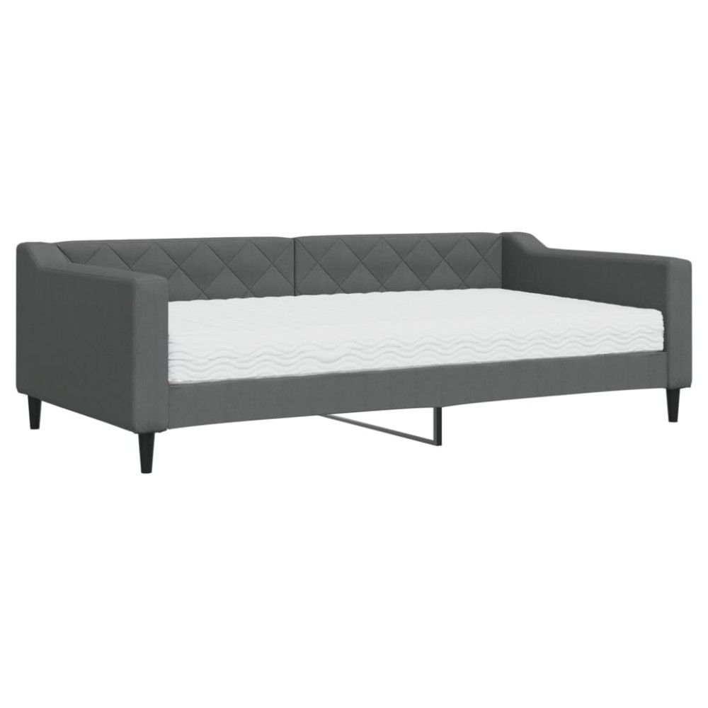 vidaXL Pat de zi cu saltea, gri închis, 100x200 cm, textil