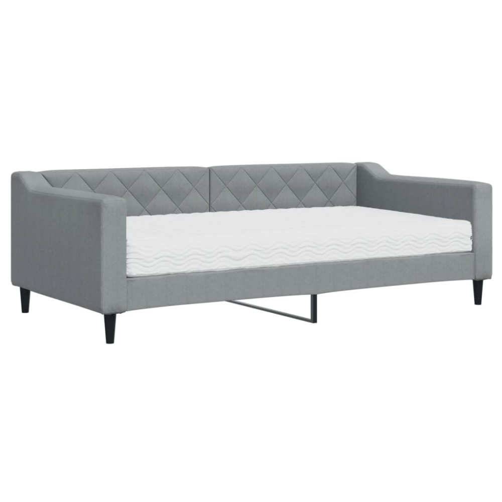 vidaXL Pat de zi cu saltea, gri deschis, 90x190 cm, textil