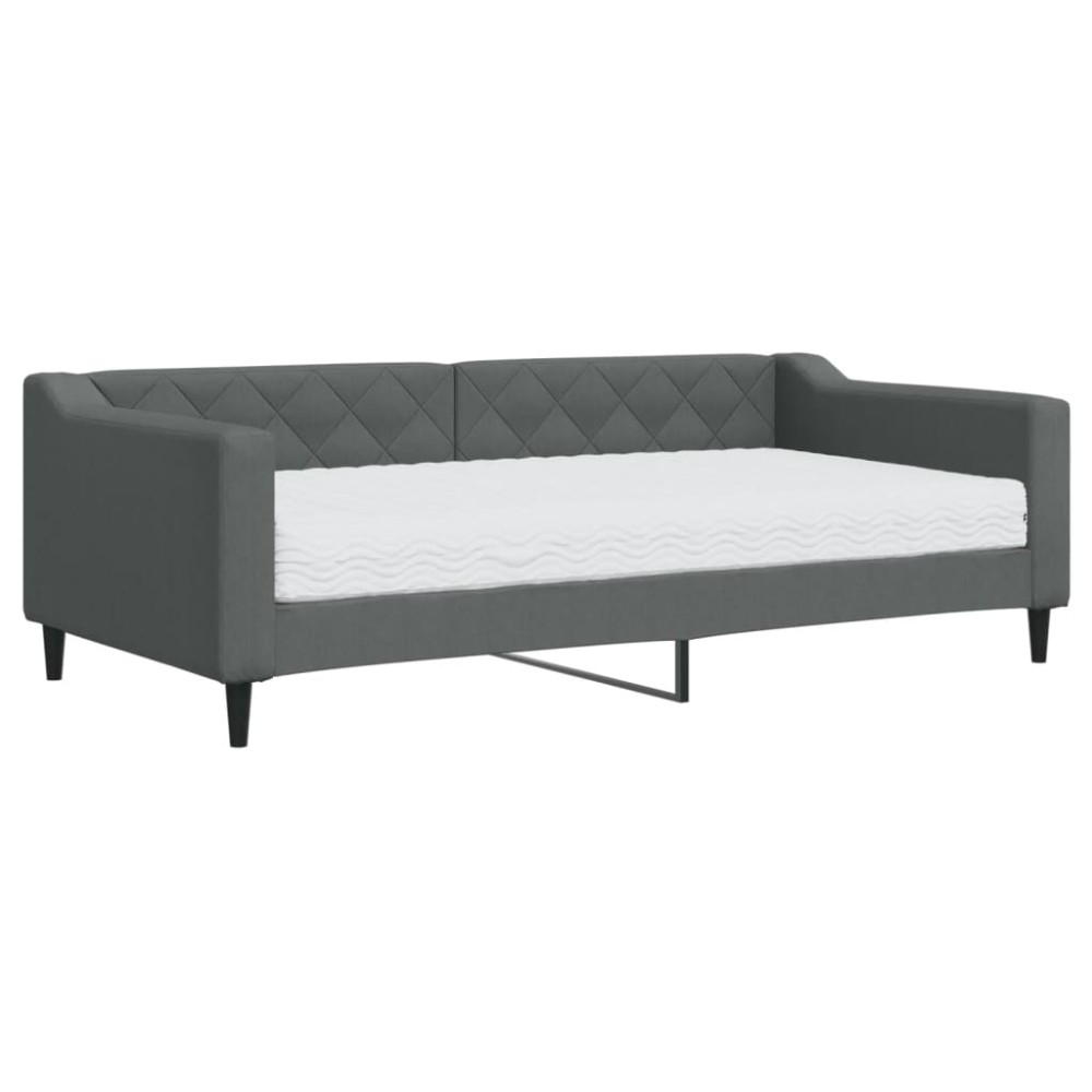 vidaXL Pat de zi cu saltea, gri închis, 90x190 cm, textil