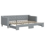 vidaXL Pat de zi cu extensie, gri deschis, 80x200 cm, textil vidaXL Pat de zi cu extensie, gri deschis, 80x200 cm, textil
