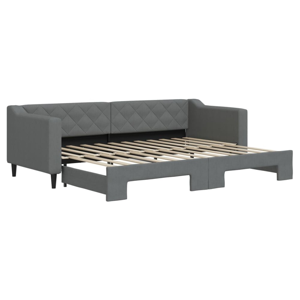 vidaXL Pat de zi cu extensie, gri închis, 80x200 cm, textil
