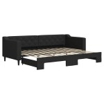 vidaXL Pat de zi cu extensie, negru, 80x200 cm, textil vidaXL Pat de zi cu extensie, negru, 80x200 cm, textil
