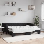 vidaXL Pat de zi cu extensie, negru, 80x200 cm, textil vidaXL Pat de zi cu extensie, negru, 80x200 cm, textil