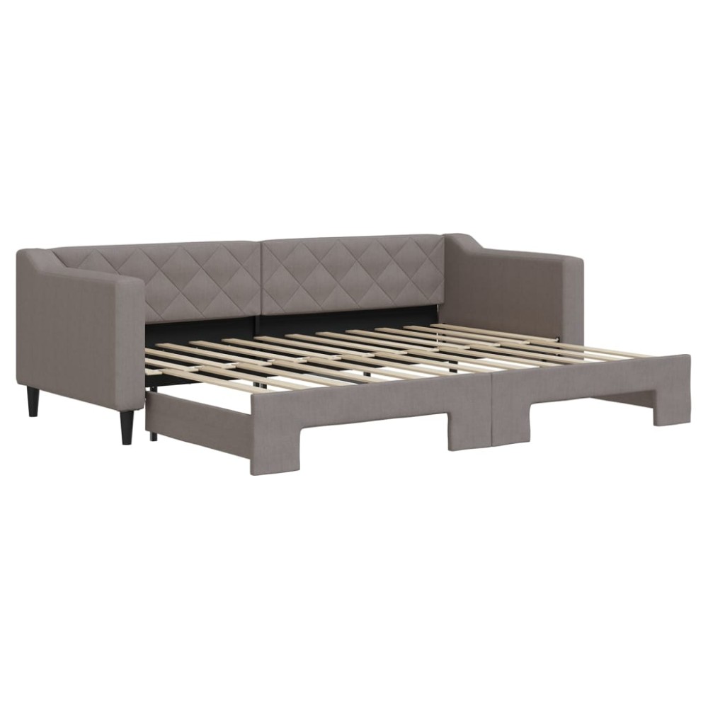 vidaXL Pat de zi cu extensie, gri taupe, 80x200 cm, textil