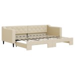 vidaXL Pat de zi cu extensie, crem, 80x200 cm, textil
