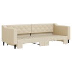 vidaXL Pat de zi cu extensie, crem, 80x200 cm, textil
