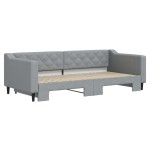 vidaXL Pat de zi cu extensie, gri deschis, 90x200 cm, textil vidaXL Pat de zi cu extensie, gri deschis, 90x200 cm, textil