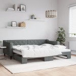 vidaXL Pat de zi cu extensie, gri închis, 90x200 cm, textil vidaXL Pat de zi cu extensie, gri închis, 90x200 cm, textil