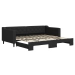 vidaXL Pat de zi cu extensie, negru, 90x200 cm, textil