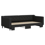 vidaXL Pat de zi cu extensie, negru, 90x200 cm, textil