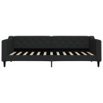 vidaXL Pat de zi cu extensie, negru, 90x200 cm, textil