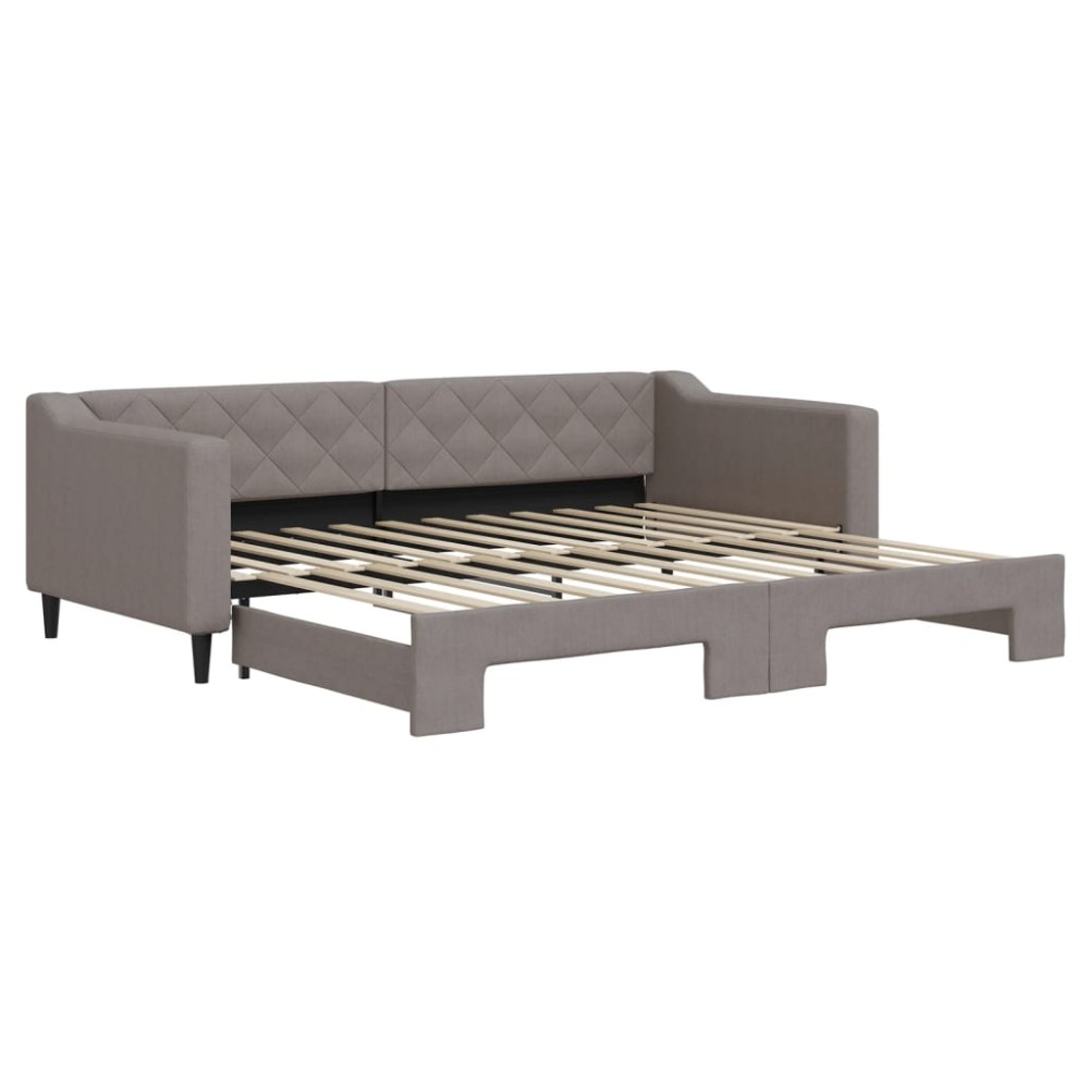 vidaXL Pat de zi cu extensie, gri taupe, 90x200 cm, textil