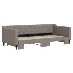 vidaXL Pat de zi cu extensie, gri taupe, 90x200 cm, textil