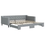 vidaXL Pat de zi cu extensie, gri deschis, 100x200 cm, textil vidaXL Pat de zi cu extensie, gri deschis, 100x200 cm, textil