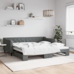 vidaXL Pat de zi cu extensie, gri închis, 100x200 cm, textil vidaXL Pat de zi cu extensie, gri închis, 100x200 cm, textil