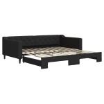 vidaXL Pat de zi cu extensie, negru, 100x200 cm, textil