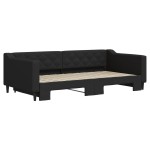 vidaXL Pat de zi cu extensie, negru, 100x200 cm, textil