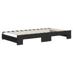 vidaXL Pat de zi cu extensie, negru, 100x200 cm, textil