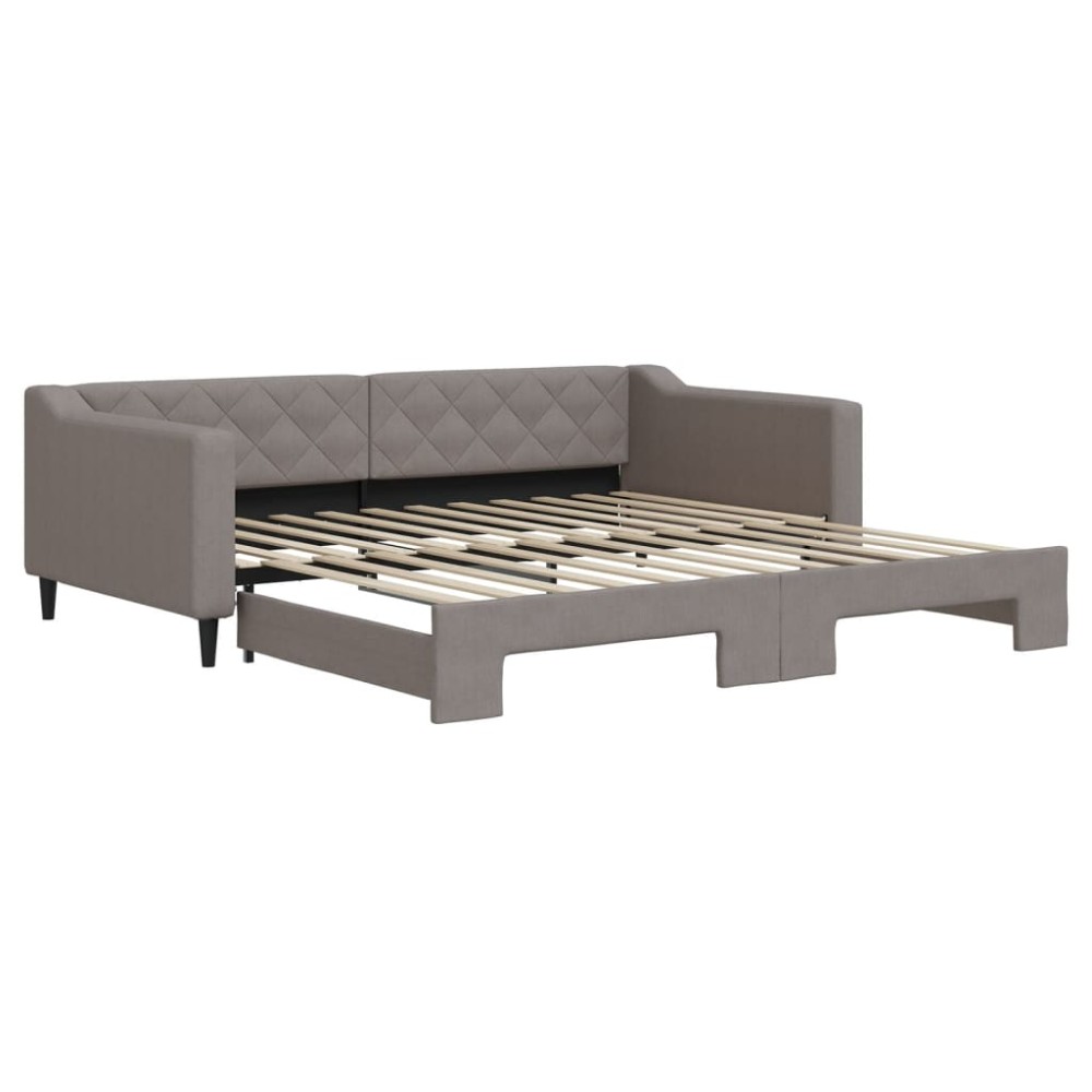 vidaXL Pat de zi cu extensie, gri taupe, 100x200 cm, textil