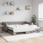 vidaXL Pat de zi cu extensie, gri taupe, 100x200 cm, textil vidaXL Pat de zi cu extensie, gri taupe, 100x200 cm, textil