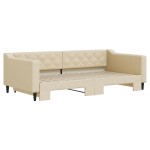 vidaXL Pat de zi cu extensie, crem, 100x200 cm, textil vidaXL Pat de zi cu extensie, crem, 100x200 cm, textil