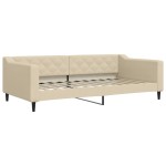 vidaXL Pat de zi cu extensie, crem, 100x200 cm, textil vidaXL Pat de zi cu extensie, crem, 100x200 cm, textil