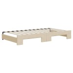 vidaXL Pat de zi cu extensie, crem, 100x200 cm, textil vidaXL Pat de zi cu extensie, crem, 100x200 cm, textil