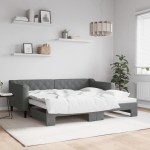 vidaXL Pat de zi cu extensie, gri închis, 90x190 cm, textil vidaXL Pat de zi cu extensie, gri închis, 90x190 cm, textil